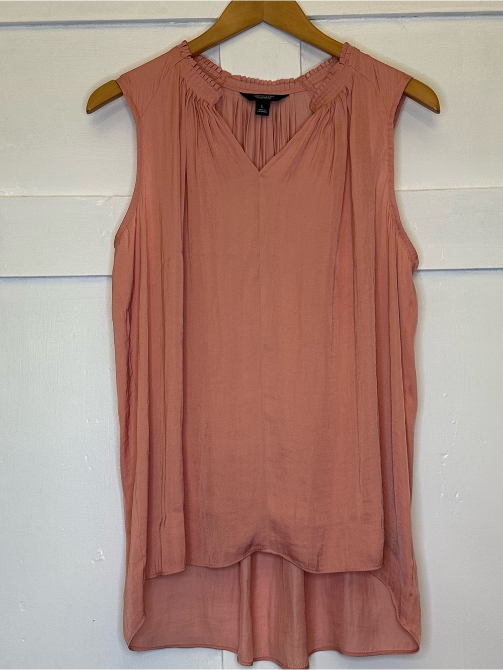 Simply Vera Vera Wang Silky Soft Dusty Rose Pink Sleeveless V-Neck Tank Top Sz L